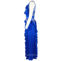 New Design  Embroidery Lace Dress Blue Sleeveless Evening Dresses For Women